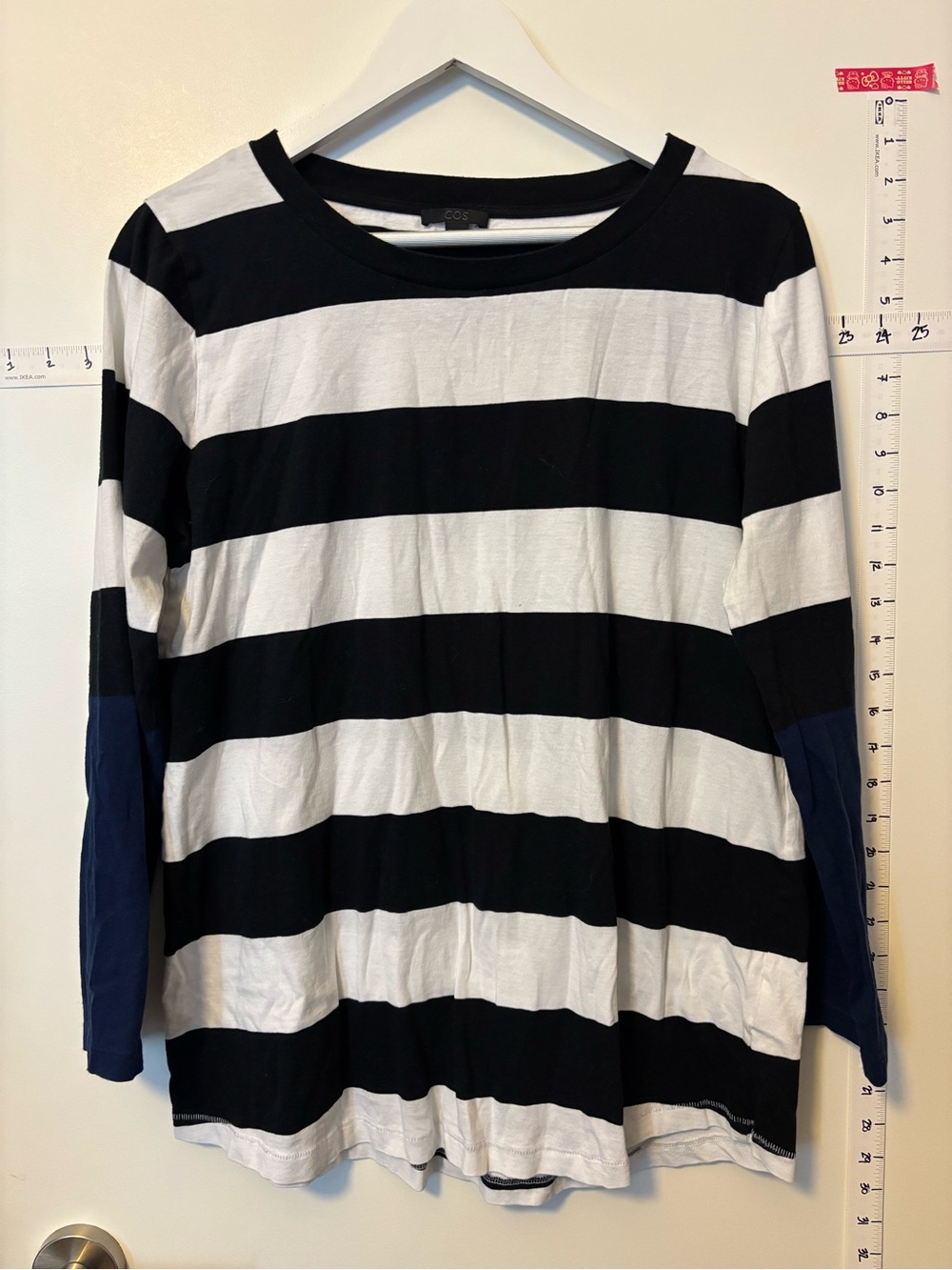 COS Black, White & Navy Striped Long Sleeve Tee